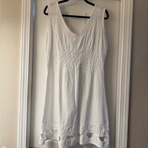 White Sleeveless Embroidered Dress - New, no tags
